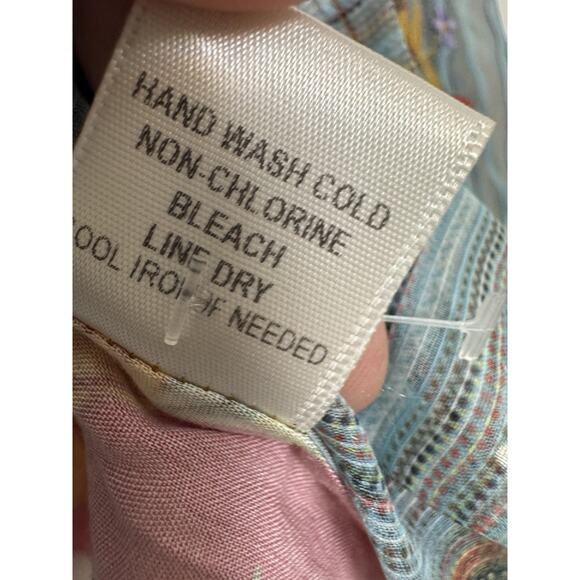 Aratta Silent Journey Shirt Womens XS Sheer Embroidered Floral Button Front Boho - Picture 8 of 12